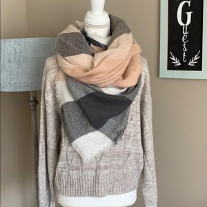 LuLus Cheering Section Blush Pink Plaid Scarf